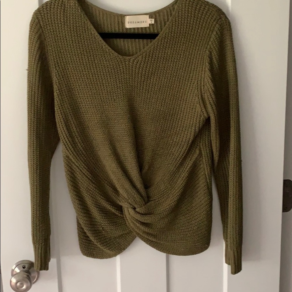 Green tie knot sweater, size medium!